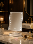 Espelho de Maquiagem com LED Touch Screen e Rotação 360° | Iluminação Profissional para Maquiagem