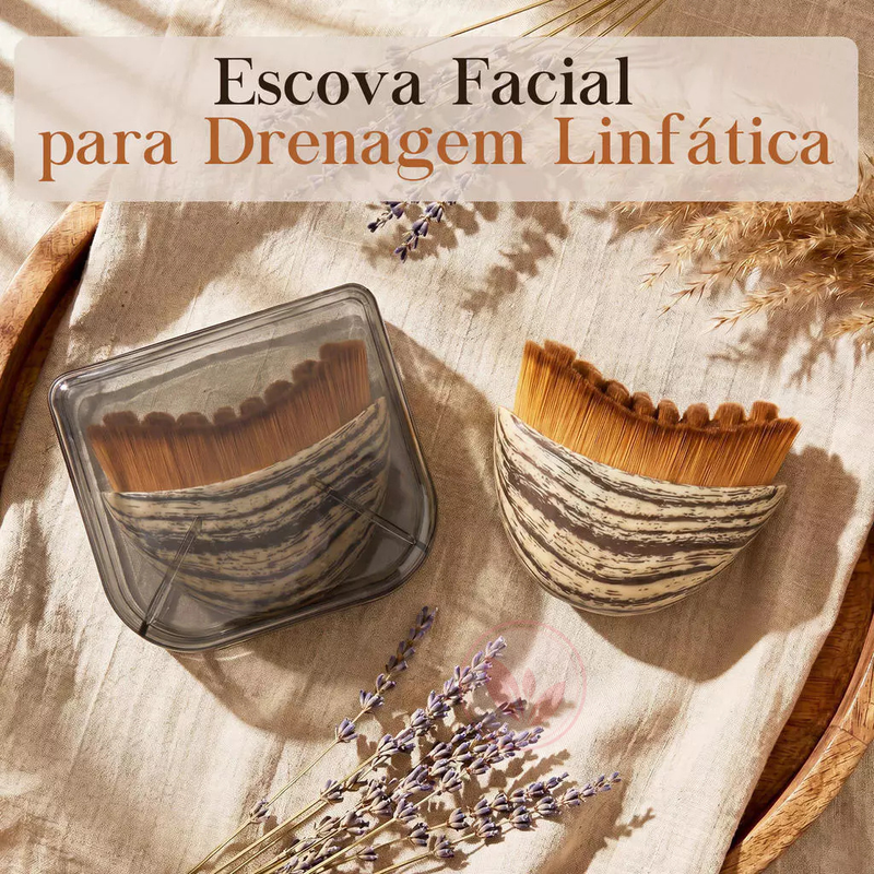 Escova Facial para Drenagem Linfática e Contorno Facial | Lifting Natural com Estojo
