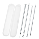 Kit Extrator de Cravos e Espinhas 4 Peças Profissional Aço Inox Removedor de Acne Limpeza de Pele c