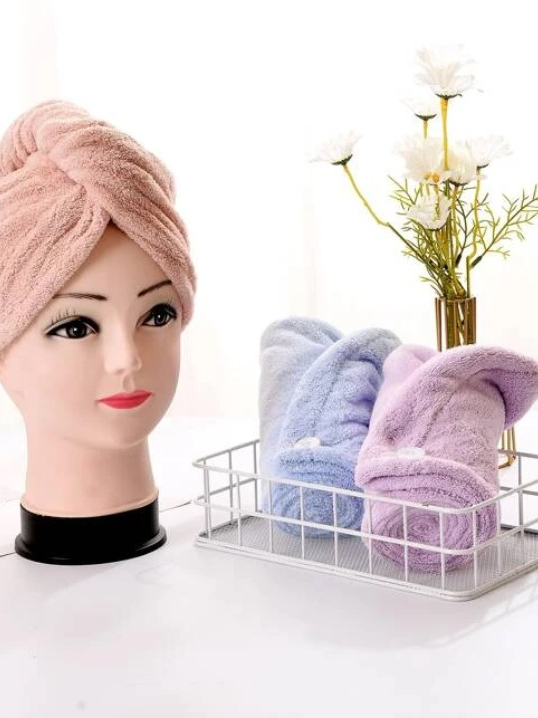 ANA1108 Toalha De Cabelo Banho Toalha Grossa Mágica para Secar Cabelo de Microfibra Grossa Touca Pós Banho Banheiro