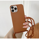 CAPA COM CORDÃO AVELUDADA POR DENTRO CAPINHA PARA CELULAR BASICA DE LUXO MARROM PARA IPHONE 11/12/13/14/15/16