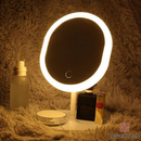 Espelho De Maquiagem Mesa Inteligente Com Luz LED USB Portátil Dobrável Ajustável Touch Oval