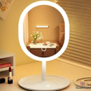 Espelho De Maquiagem Mesa Inteligente Com Luz LED USB Portátil Dobrável Ajustável Touch Oval