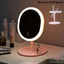 Espelho De Maquiagem Mesa Inteligente Com Luz LED USB Portátil Dobrável Ajustável Touch Oval