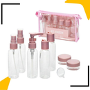 Kit 10 ou 9 Frascos para Viagem Higiene Bolsa Organizadora Transparente Perfume Shampoo Multiuso