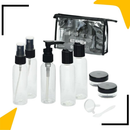 Kit 10 ou 9 Frascos para Viagem Higiene Bolsa Organizadora Transparente Perfume Shampoo Multiuso