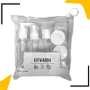 Kit 10 ou 9 Frascos para Viagem Higiene Bolsa Organizadora Transparente Perfume Shampoo Multiuso