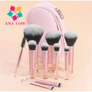 ANA1108 Kit 10 mini pincéis para Maquiagem com estojo bolsa para viagem