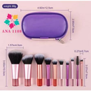 ANA1108 Kit 10 mini pincéis para Maquiagem com estojo bolsa para viagem