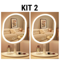 Espelho De Maquiagem Mesa Inteligente Com Luz LED USB Portátil Dobrável Ajustável Touch Oval