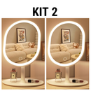 Espelho De Maquiagem Mesa Inteligente Com Luz LED USB Portátil Dobrável Ajustável Touch Oval