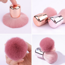Kit 2 Peças Pincel De Maquiagem Facial Pó Blush Base Rosa Kabuki