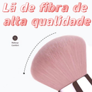 Kit 2 Peças Pincel De Maquiagem Facial Pó Blush Base Rosa Kabuki