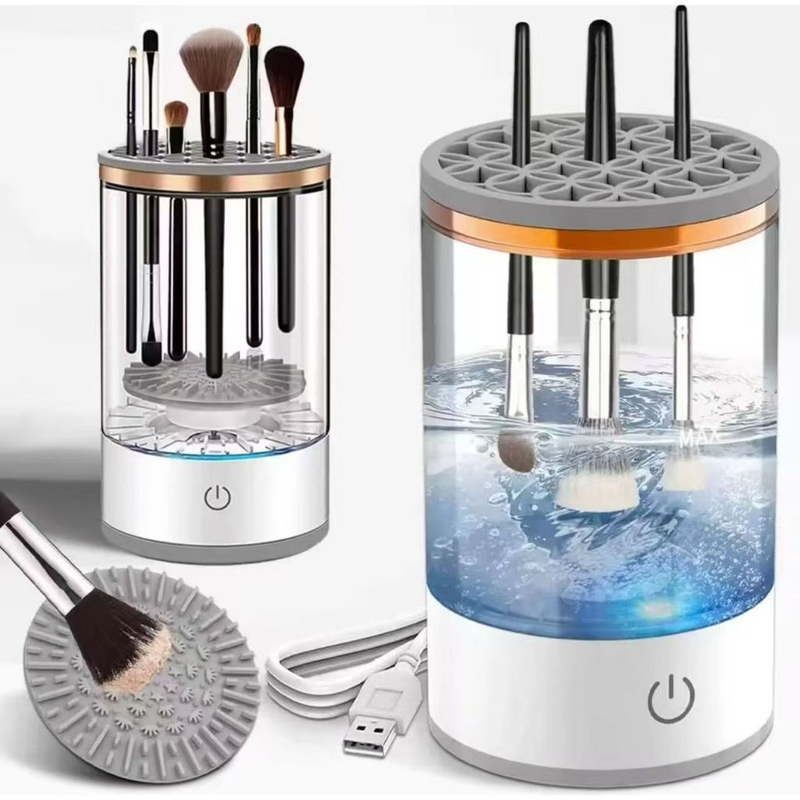 Limpador Automático De Pincéis De Maquiagem 3 em 1 – Lava, Seca e Armazena USB Recarregável