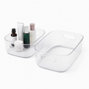 Kit Caixa de Armazenamento Decorativa Transparente Com Alça Organizador Banheiro Cozinha Multiuso
