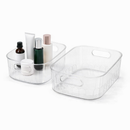 Kit Caixa de Armazenamento Decorativa Transparente Com Alça Organizador Banheiro Cozinha Multiuso