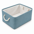 Cesto Organizador de Linho Dobrável Decorativo Easy Decor Multiuso com Alças de Algodão | 30x20x13cm