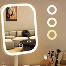 Espelho de Maquiagem LED, Espelho de Toucador Recarregável com Luzes, 3 Modos de Iluminação