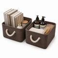 Cesto Organizador de Linho Dobrável Decorativo Easy Decor Multiuso com Alças de Algodão | 30x20x13cm