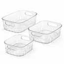 Kit Caixa de Armazenamento Decorativa Transparente Com Alça Organizador Banheiro Cozinha Multiuso