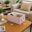 Cesto Organizador de Linho Dobrável Decorativo Easy Decor Multiuso com Alças de Algodão | 30x20x13cm