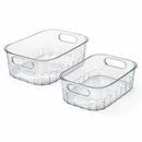 Kit Caixa de Armazenamento Decorativa Transparente Com Alça Organizador Banheiro Cozinha Multiuso