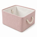 Cesto Organizador de Linho Dobrável Decorativo Easy Decor Multiuso com Alças de Algodão | 30x20x13cm