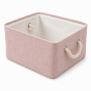 Cesto Organizador de Linho Dobrável Decorativo Easy Decor Multiuso com Alças de Algodão | 30x20x13cm
