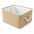 Cesto Organizador de Linho Dobrável Decorativo Easy Decor Multiuso com Alças de Algodão | 30x20x13cm