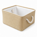 Cesto Organizador de Linho Dobrável Decorativo Easy Decor Multiuso com Alças de Algodão | 30x20x13cm