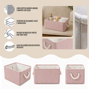 Cesto Organizador de Linho Dobrável Decorativo Easy Decor Multiuso com Alças de Algodão | 30x20x13cm