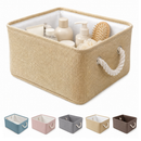 Cesto Organizador de Linho Dobrável Decorativo Easy Decor Multiuso com Alças de Algodão | 30x20x13cm