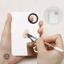 Paleta de Mistura para Maquiagem, Base Líquida, Corretivo, Bandeja de Mistura Profissional de Aço Inoxidável com Espátula，Kit Placa e espátula para maquiagem
