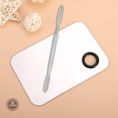 Paleta de Mistura para Maquiagem, Base Líquida, Corretivo, Bandeja de Mistura Profissional de Aço Inoxidável com Espátula，Kit Placa e espátula para maquiagem
