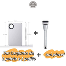 Paleta de Mistura para Maquiagem, Base Líquida, Corretivo, Bandeja de Mistura Profissional de Aço Inoxidável com Espátula，Kit Placa e espátula para maquiagem