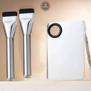 Paleta de Mistura para Maquiagem, Base Líquida, Corretivo, Bandeja de Mistura Profissional de Aço Inoxidável com Espátula，Kit Placa e espátula para maquiagem