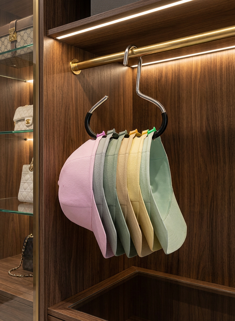 Organizador de Chapéus, Bonés, Lenços e Cintos Antiderrapante para Guarda-Roupa