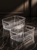 Kit Organizador Transparente Multiuso com Alça | Caixa Organizadora para Banheiro, Cozinha, Closet e Lavanderia