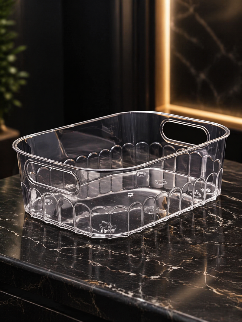 Kit Organizador Transparente Multiuso com Alça | Caixa Organizadora para Banheiro, Cozinha, Closet e Lavanderia