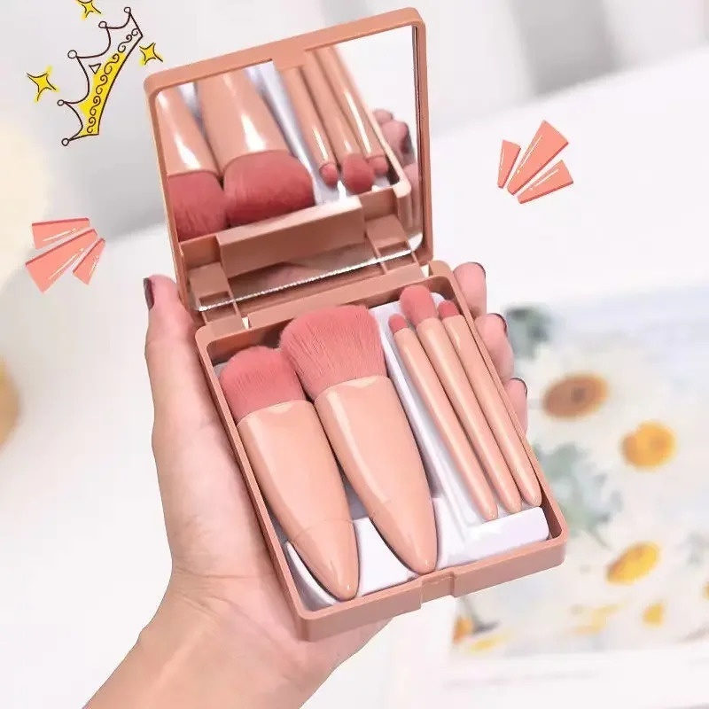 Kit 5 de Pincéis Para Maquiagem Com Espelho Super Sofisticado/Várias Cores Disponíveis