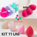 Kit 11 unidades Esponja Triangular Para Pó De Veludo Maquiagem