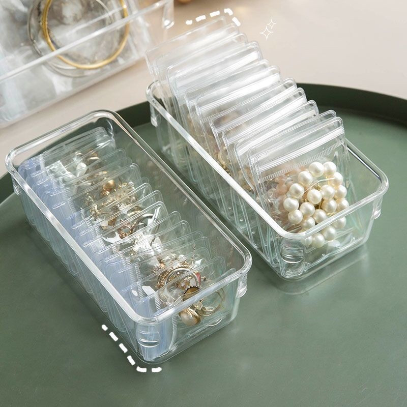 50 Pcs Saco De Jóias Transparente Anti Oxidação Brincos Colar Manual Saco De Armazenamento Portátil