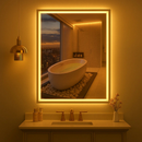 Espelho LED Retangular 80x50 cm Jateado | Espelho para Banheiro Lavabo Penteadeira